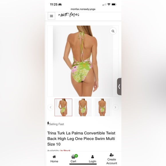 Trina Turk La Palma Convertible Twist Back High Leg One Piece Swim Multi Size 14 - Picture 5 of 5